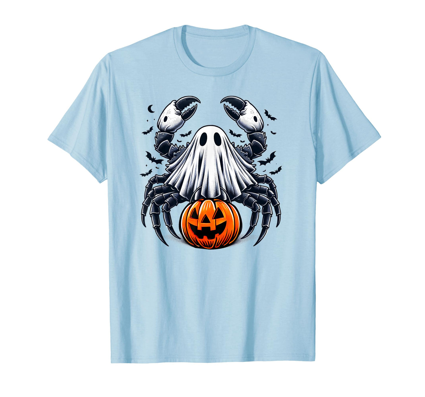 Spooky Crab Ghost Halloween Jackolantern Funny Shellfish T-Shirt