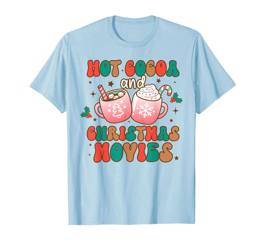 Hot Cocoa and Christmas Movies Xmas Matching Pj Pajama T-Shirt