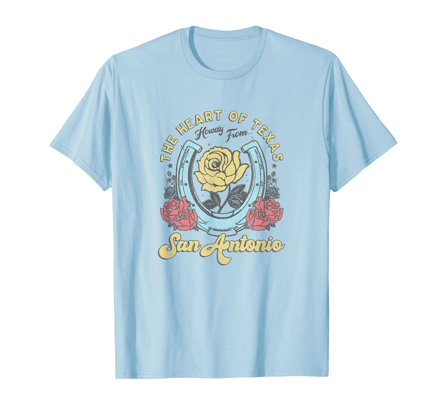 The Heart of Texas San Antonio Roses Horseshoe T-Shirt