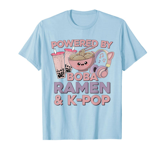 Kawaii Ramen Kpop Powered by Boba Ramen & K-Pop Kawaii K Pop T-Shirt