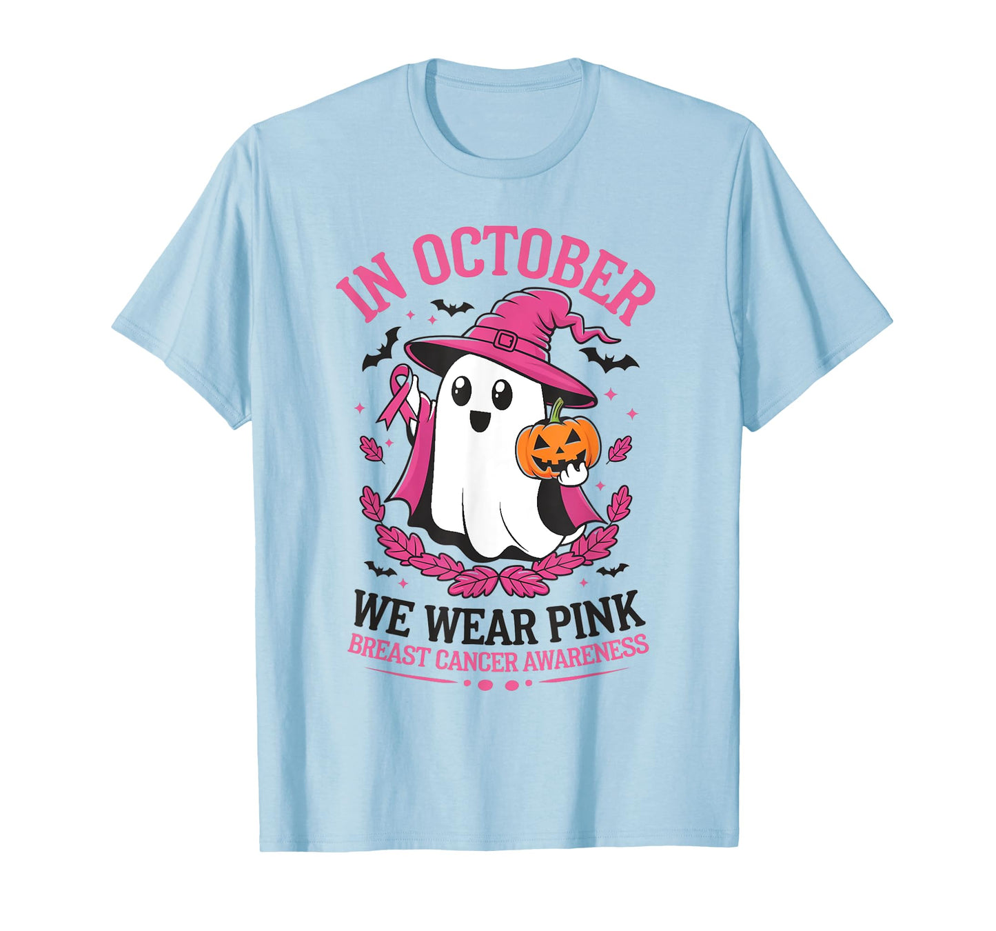In October We Wear Pink Breast Cancer Awareness Halloween T-Shirt
