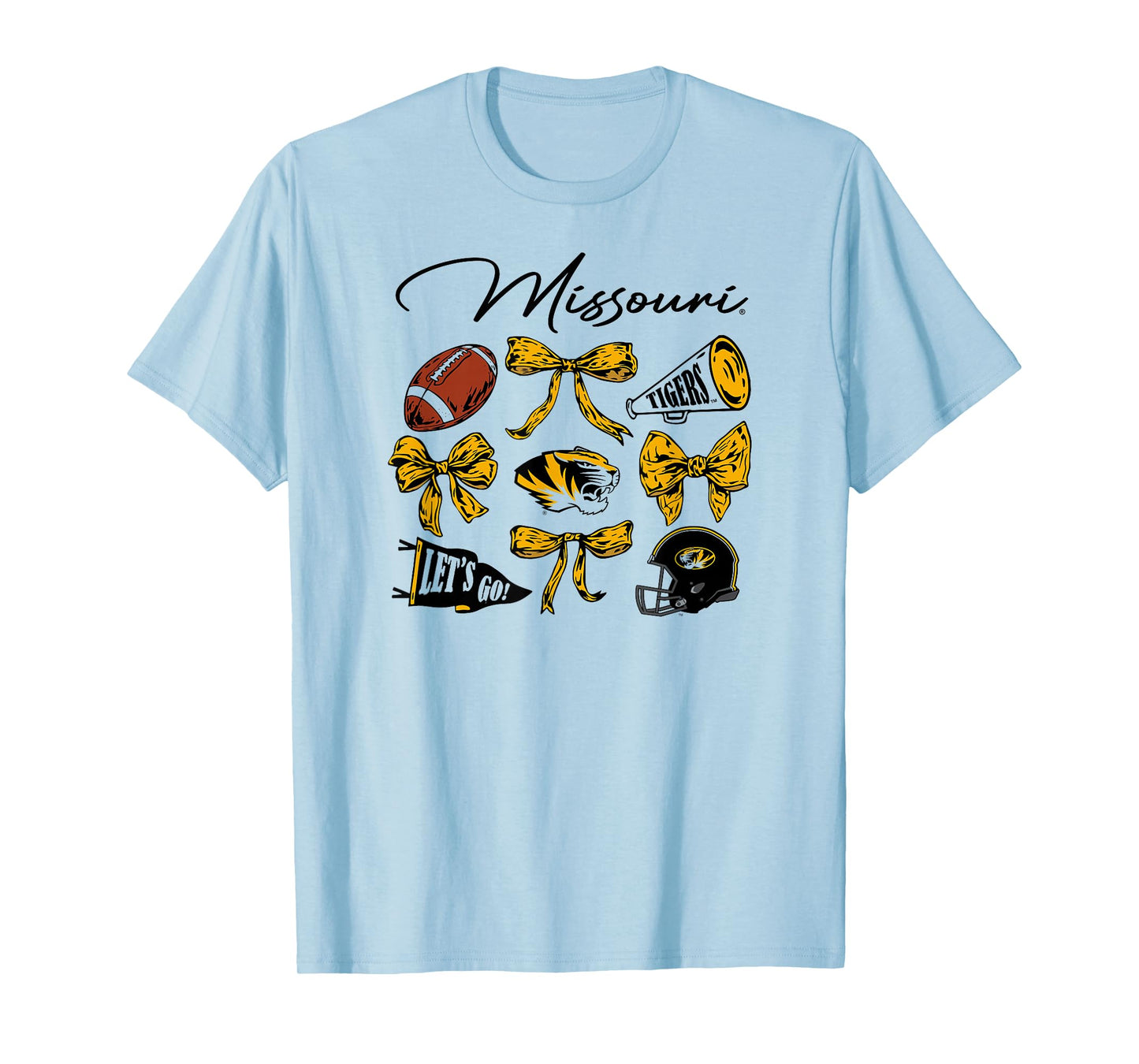 Missouri Tigers Football Bows White Officially Licensed T-Shirt