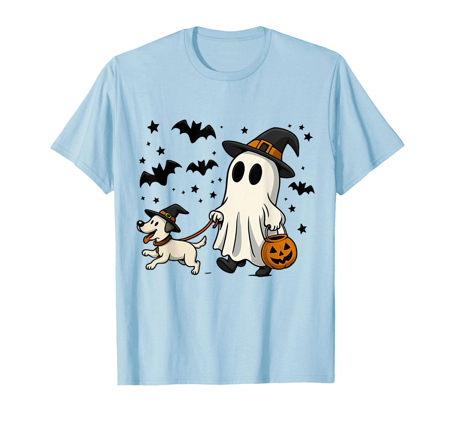 Spooky Ghost Dog Halloween Witch Hat Pumpkin Dog Mom T-Shirt