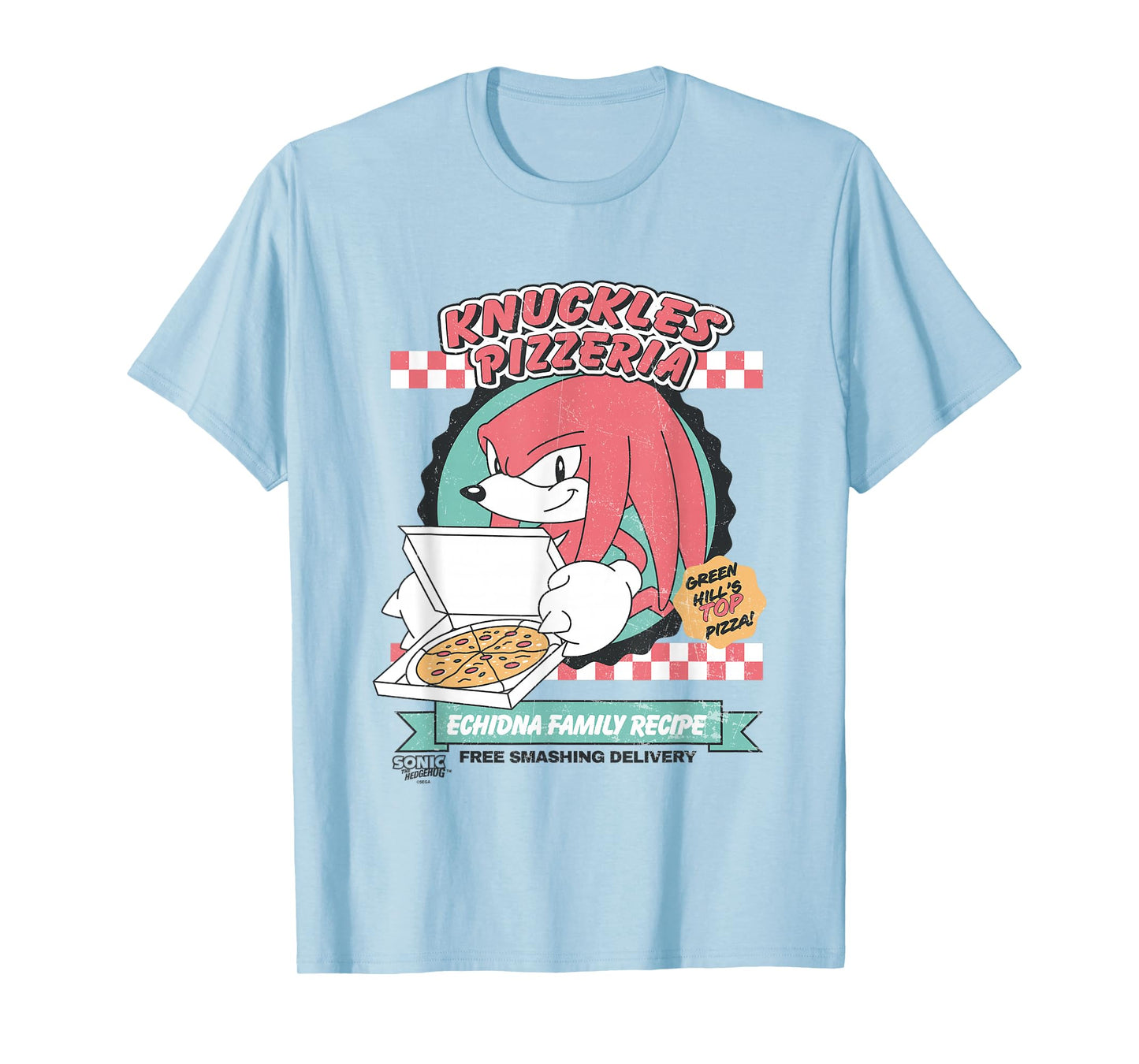 Sonic The Hedgehog Knuckles Pizzeria Vintage Restaurant Ad T-Shirt