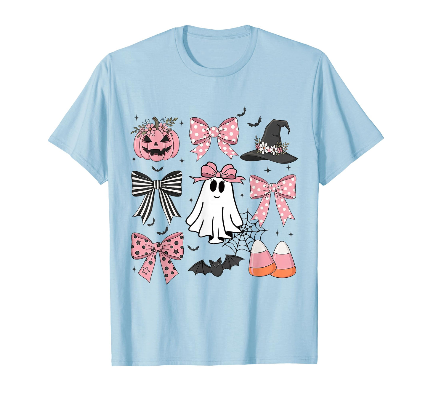 Girly Boo Ghost Halloween Coquette Bow Pumpkin Spooky Season T-Shirt