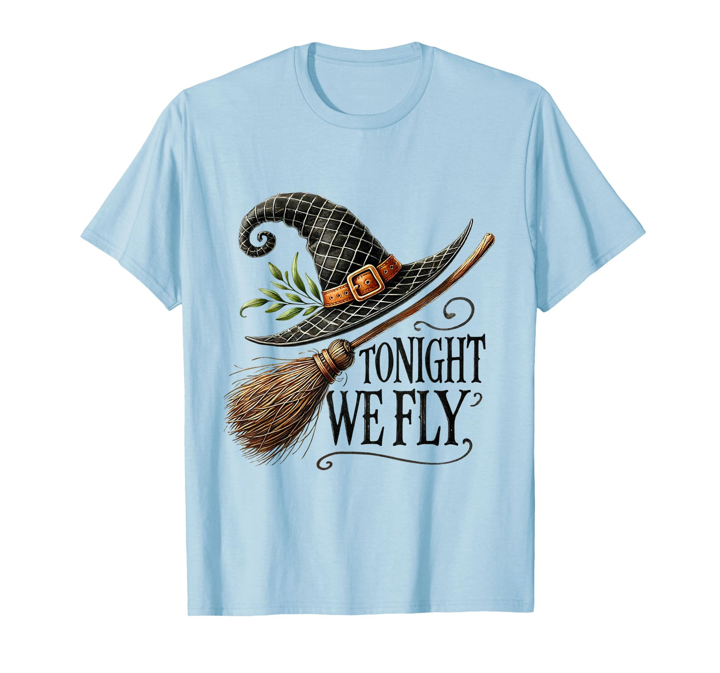 Tonight We Fly Fun Halloween Pumpkin Witches Ghost Graphic T-Shirt