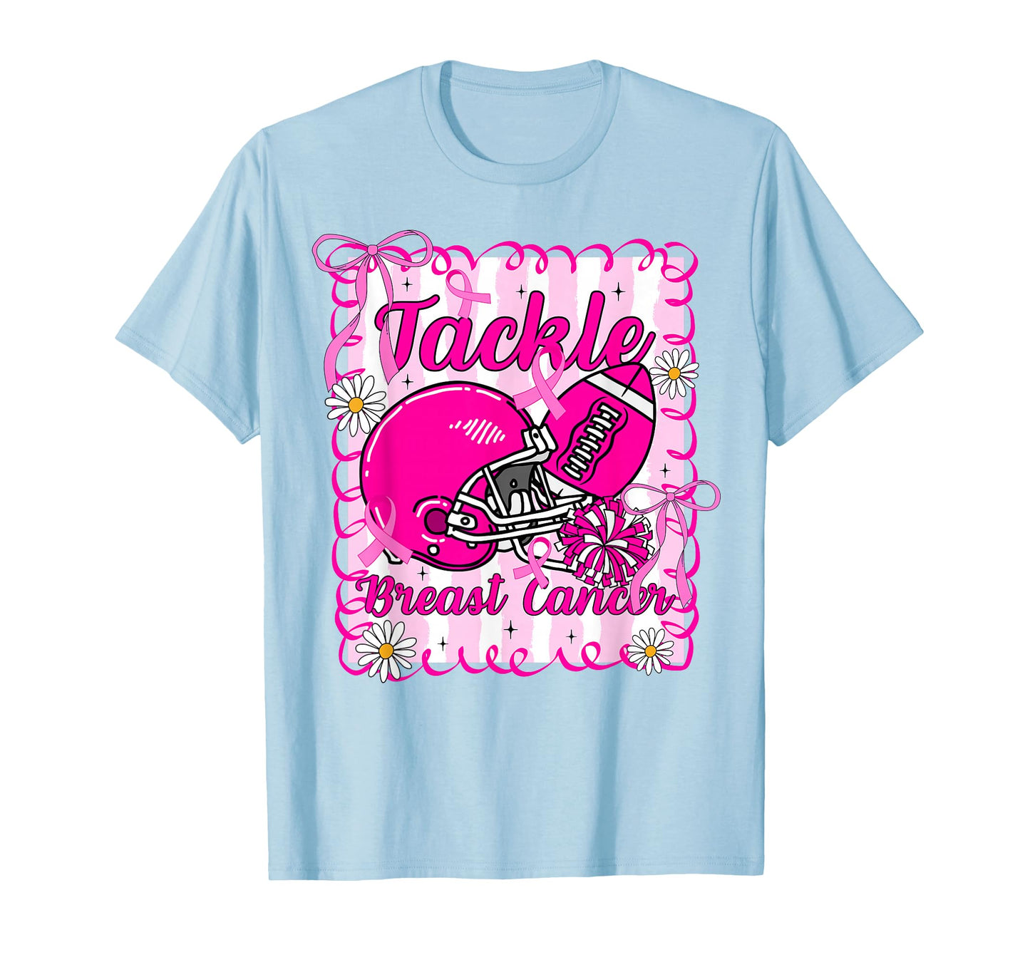 Tackle Breast Cancer Awareness American Football Cheer Women T-Shirt