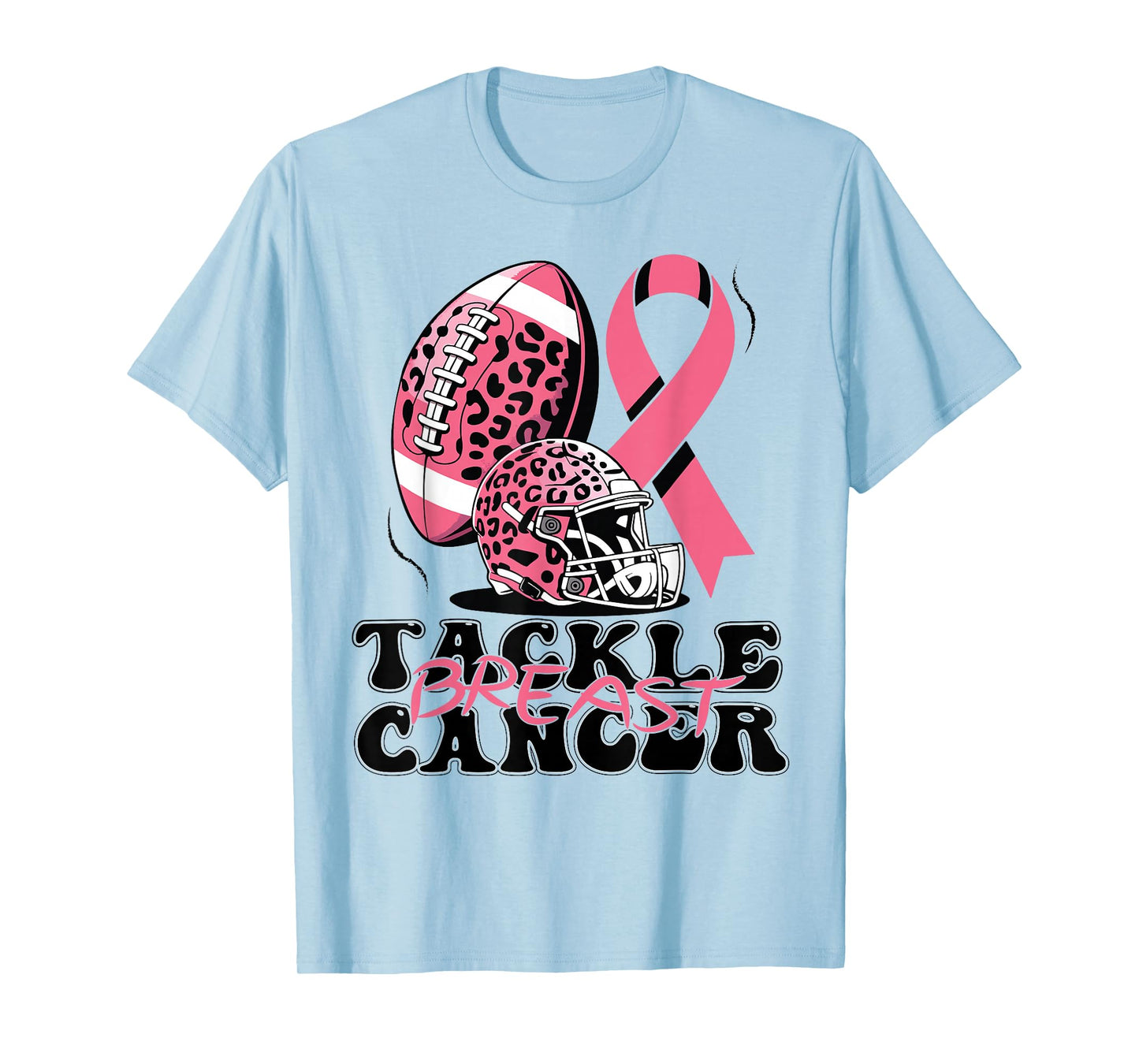 Tackle Breast Cancer Awareness American Football Leopard T-Shirt
