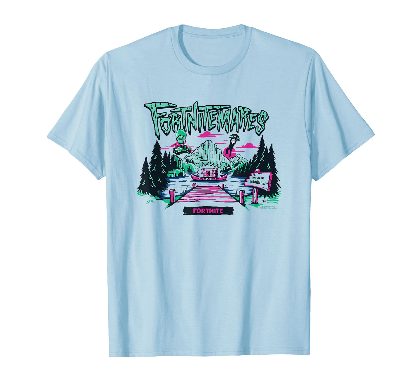 Fortnite Halloween Fortnitemares Jason Dropping Into Lake T-Shirt