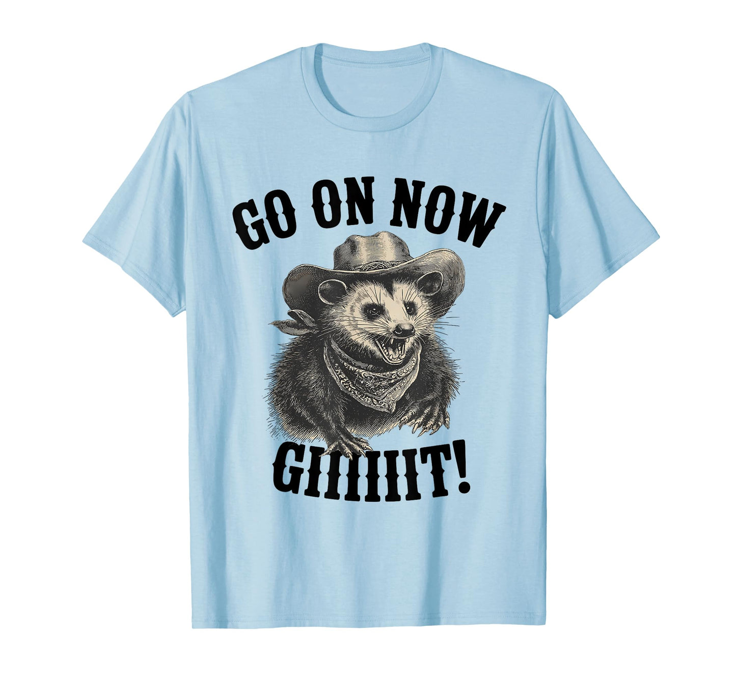 Western Opossum Vintage Country Possum Rodeo Go On Now Git T-Shirt