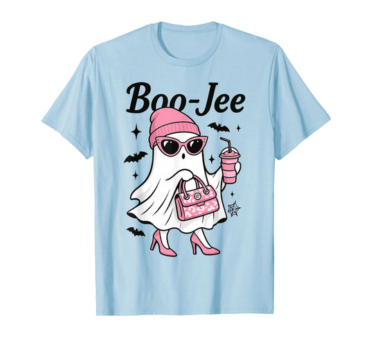 Cute Boo Jee Ghost Halloween Beanie Ghost Coffee Womens T-Shirt