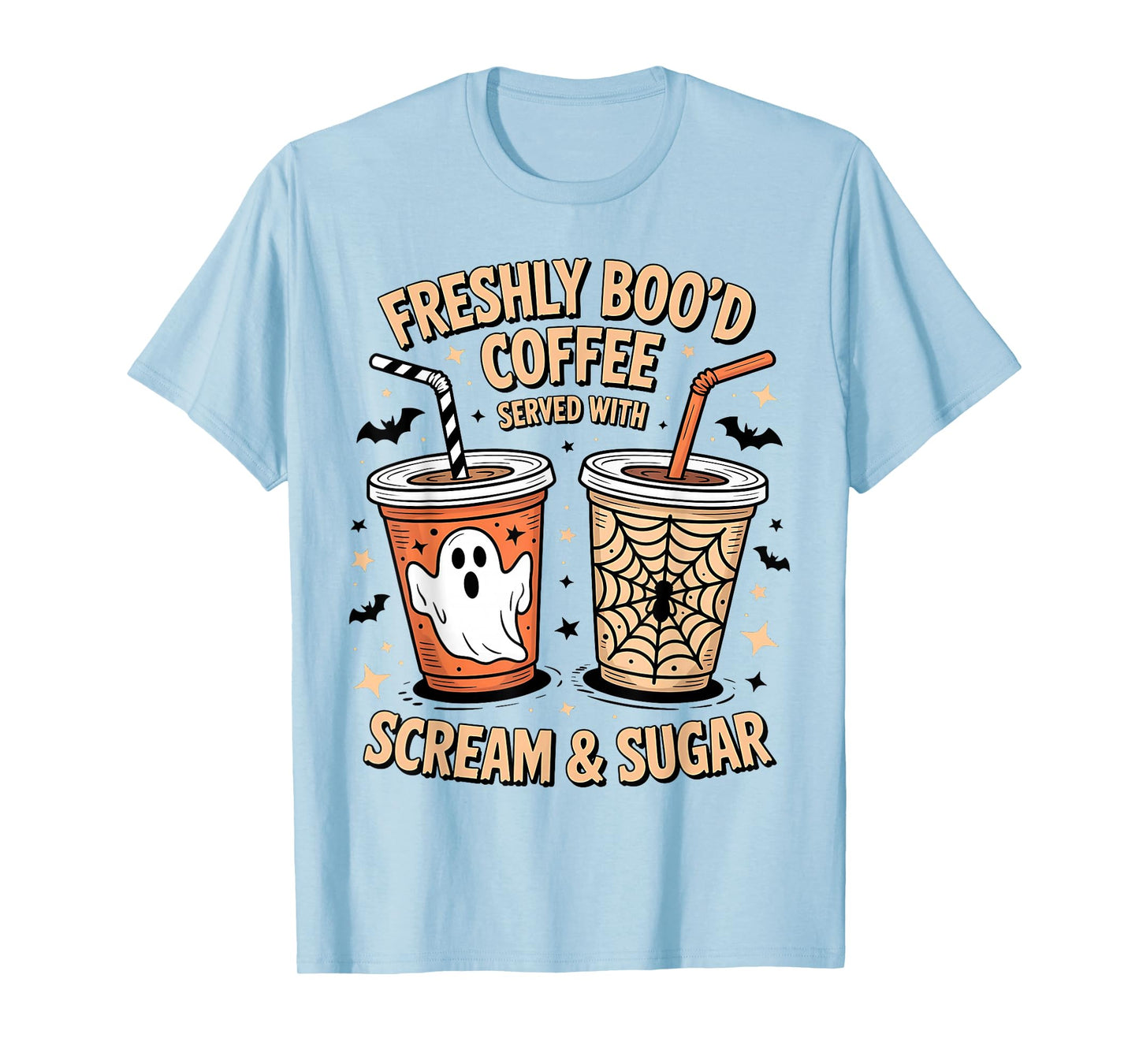 Retro Freshly Boo'd Coffee Lovers Ghost Halloween Coffee T-Shirt