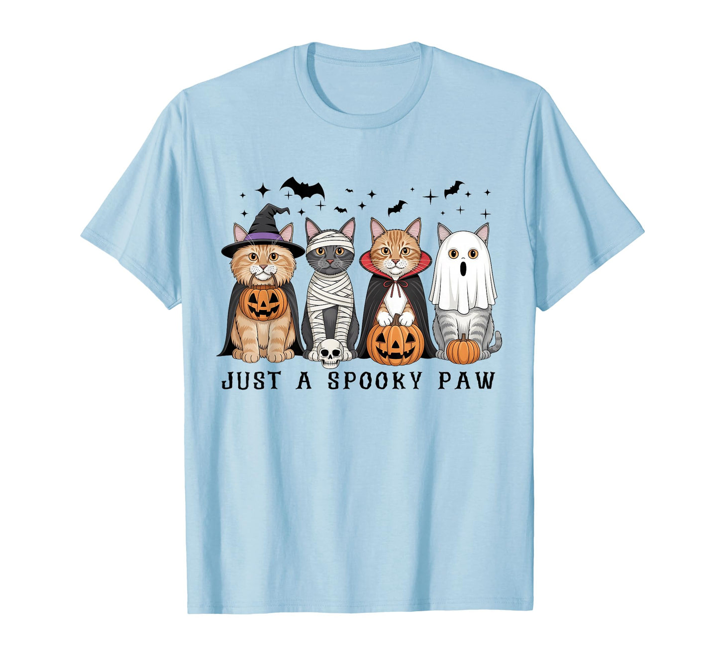 Funny Cat Ghost Halloween Thanksgiving Pumpkin T-Shirt