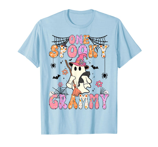 Groovy One Spooky Grammy Retro Halloween Cute Ghost T-Shirt