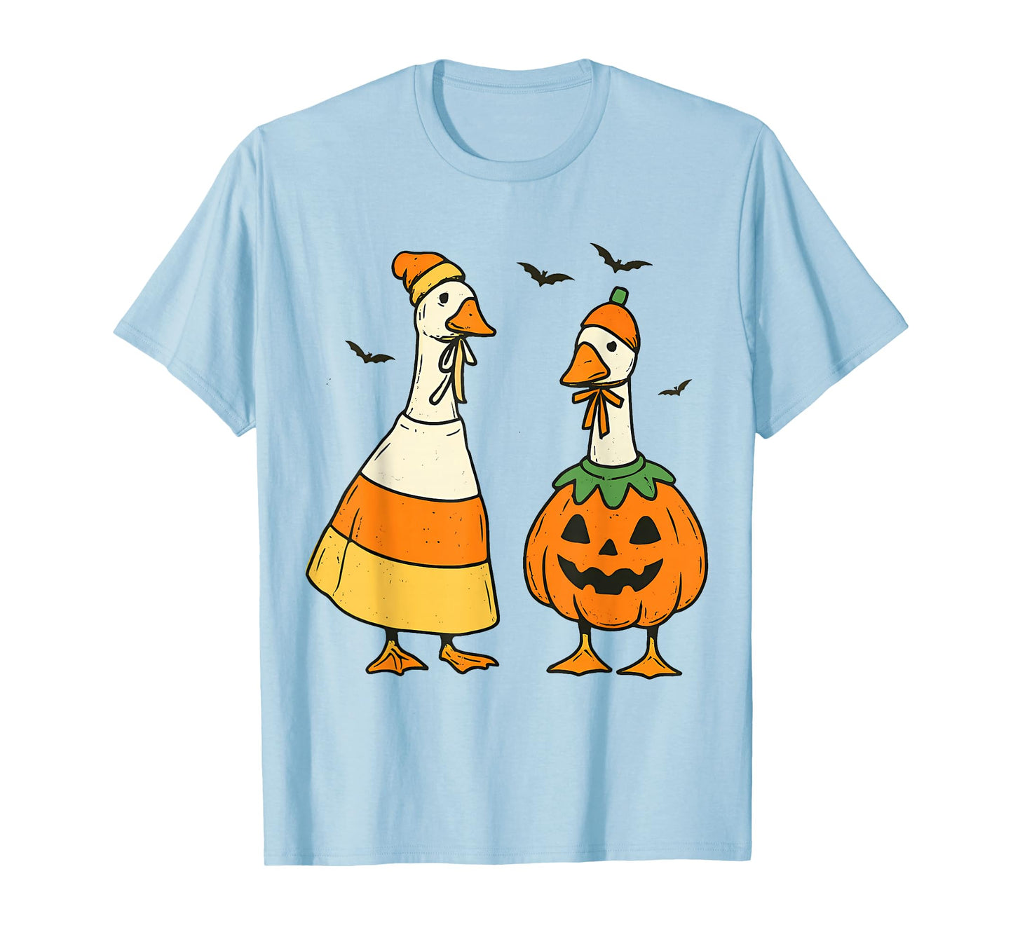 Halloween Goose Outfit Lawn Porch Geese Pumpkin Candy Corn T-Shirt