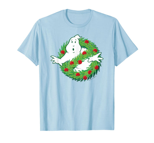 Ghostbusters Ghost of Christmas Wreath Logo Movie T-Shirt