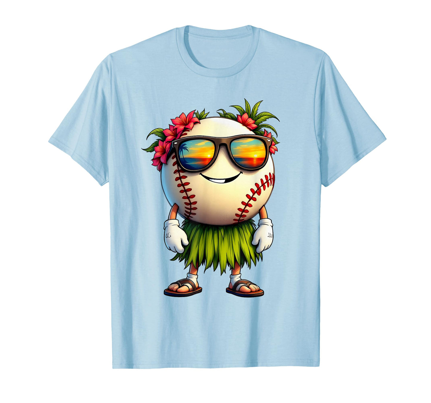 Funny Hawaii Baseball Ball Hawaiian Tropical Summer Vacation T-Shirt