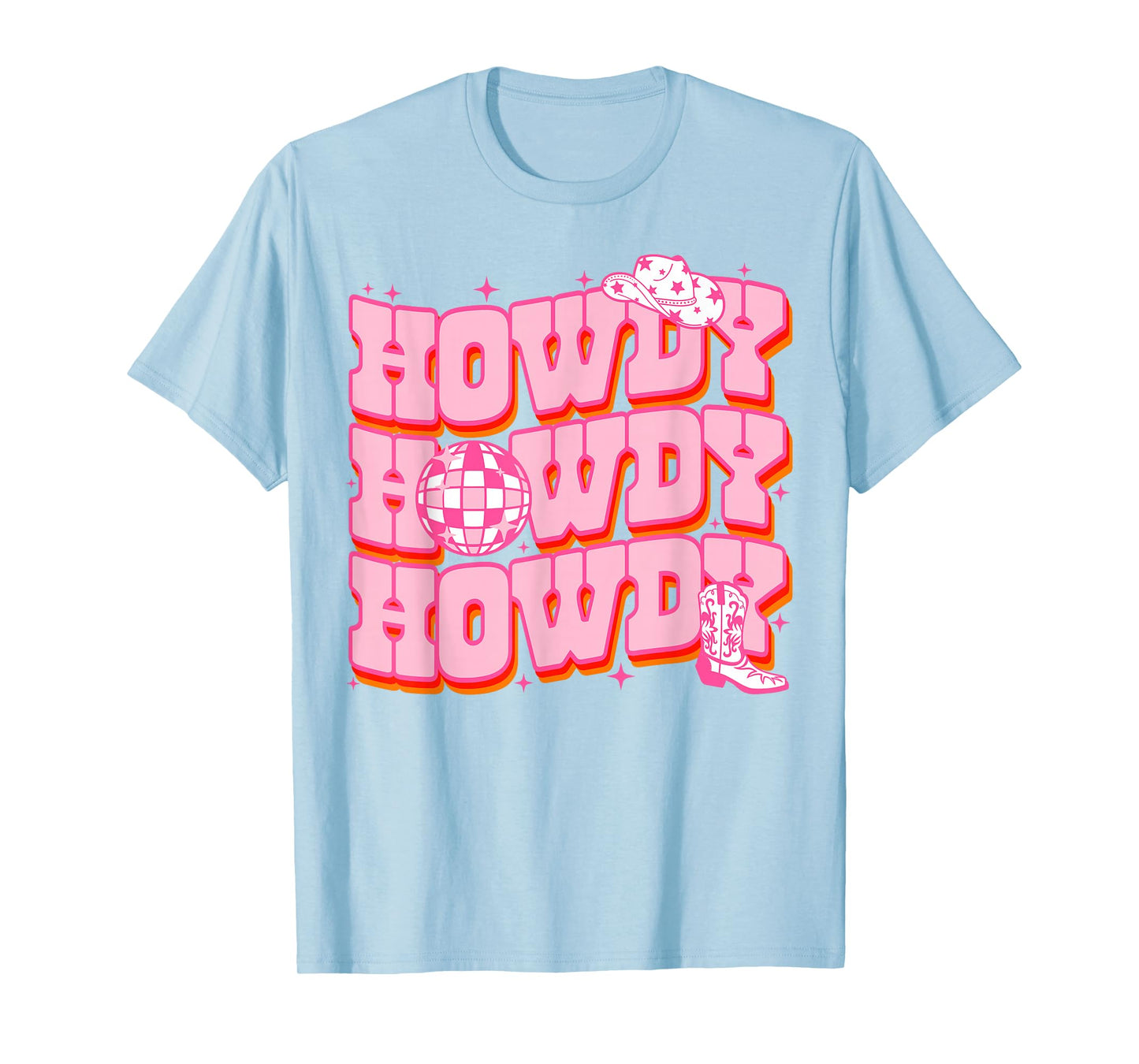 Howdy Southern Western Girl Country Rodeo Pink Cowgirl Disco T-Shirt
