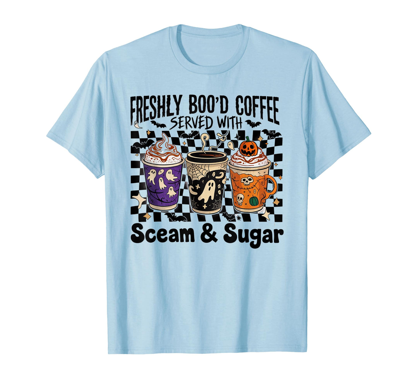 Retro Freshly Boo'd Coffee Lovers Funny Ghost Halloween T-Shirt