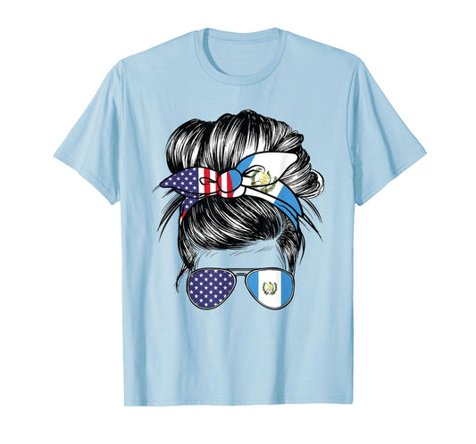 Guatemala Flag American Women Girl USA Heritage Guatemalan T-Shirt