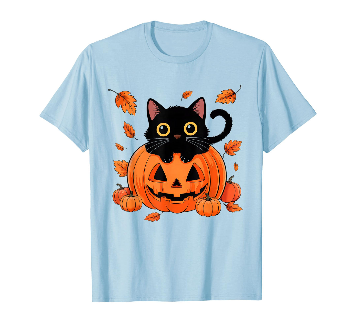 Cute Black Cat Pumpkin Season Fall Autumn Halloween Costume T-Shirt