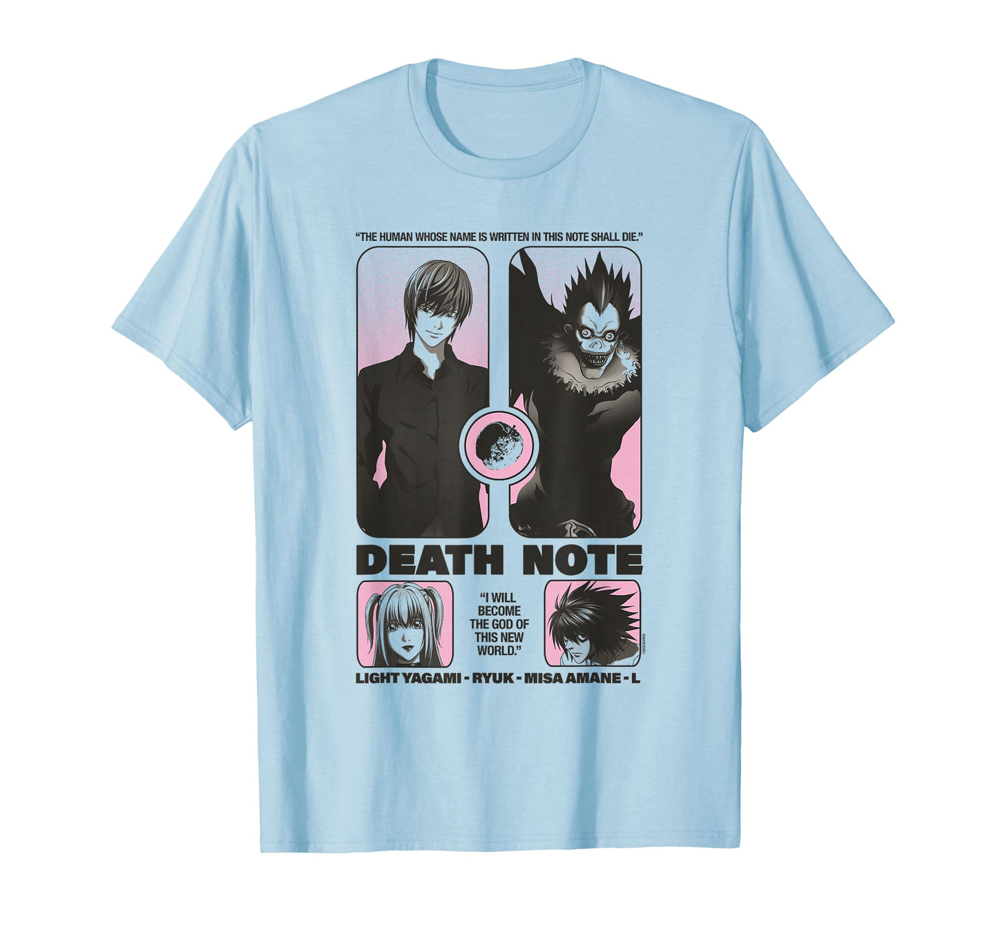 Death Note Reimagined Poster with Cast and Apple Anime T-Shirt
