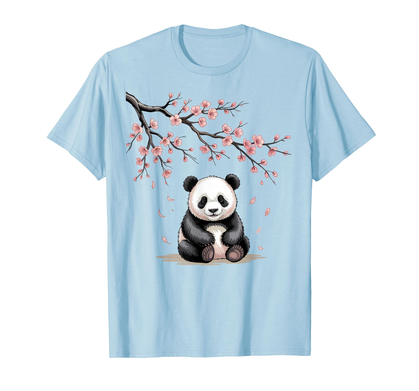 Cute Panda Sakura Cherry Blossoms Sumi-E Japanese Aesthetic T-Shirt