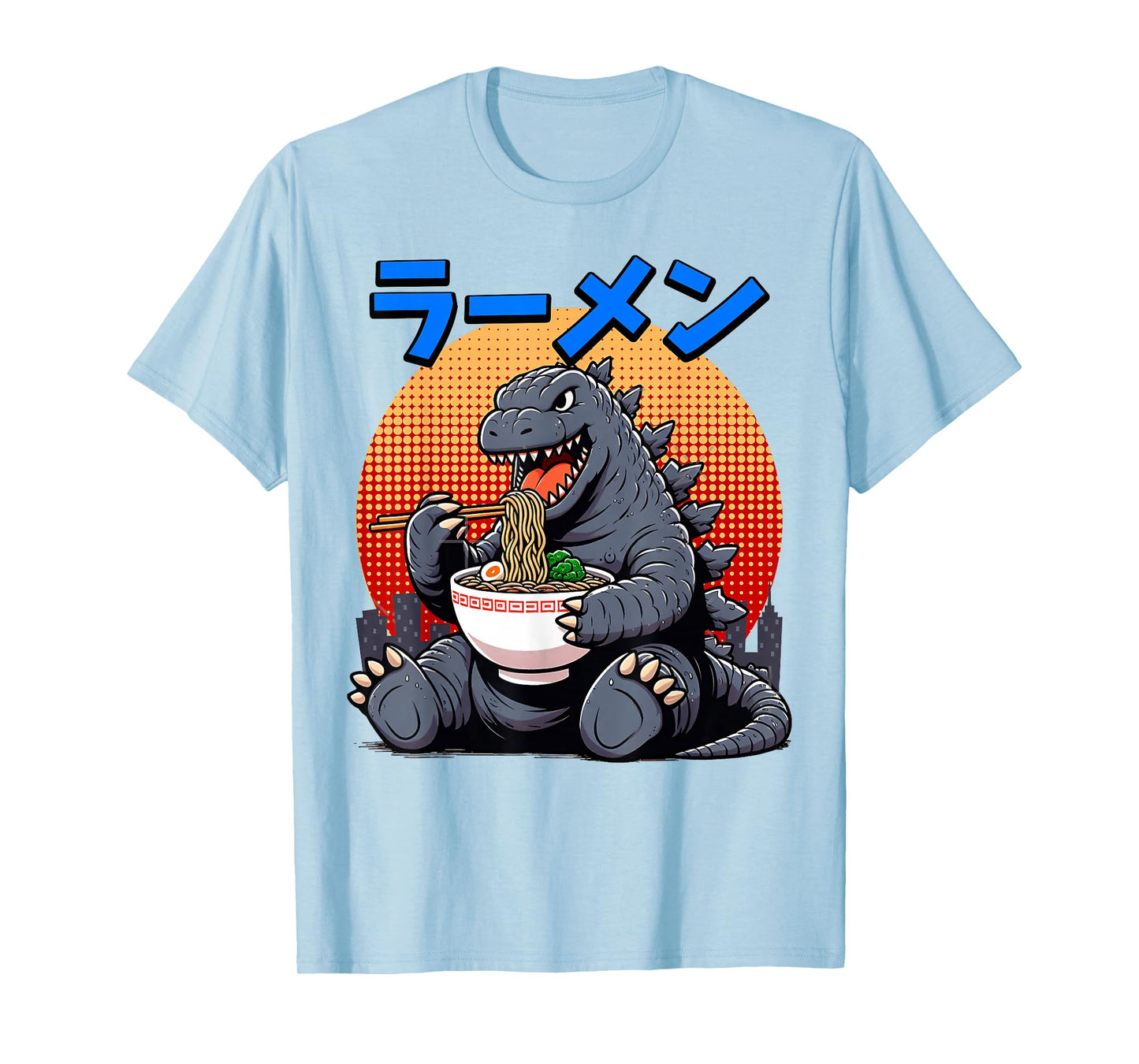 Funny Kaiju Eating Ramen Japanese Monster Lover Birthday T-Shirt