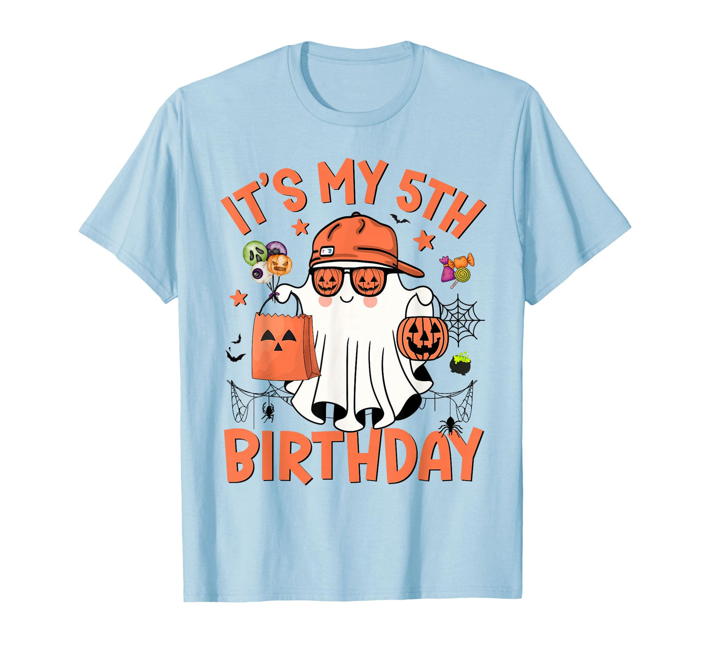 It's My 5th Birthday Funny Halloween Boo Ghost 5th Bday Boys T-Shirt
