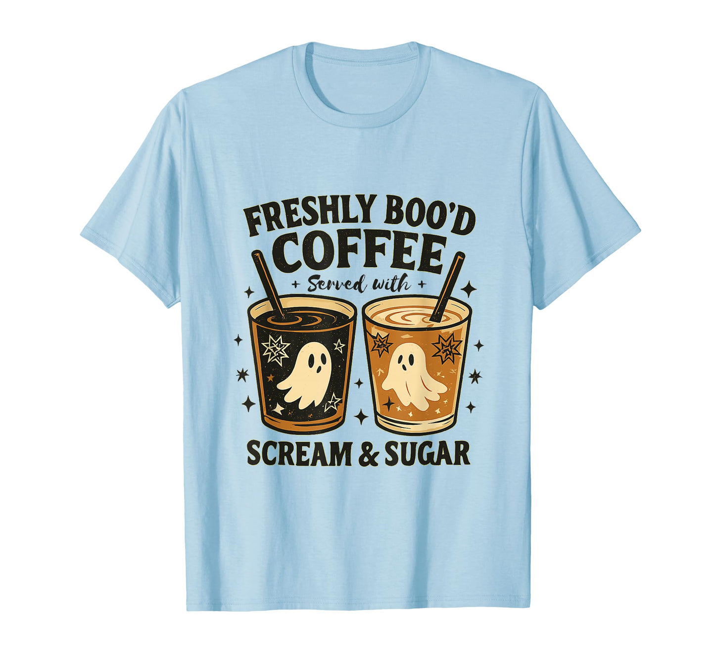 Freshly Boo’d Coffee Ghost Funny Halloween Iced Coffee T-Shirt