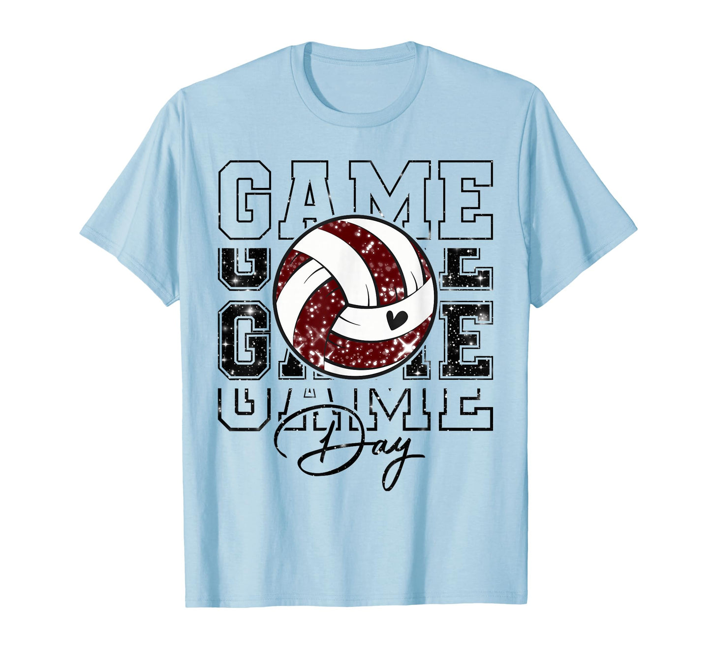 Volleyball Game Day Girls Volleyball Mom Maroon & White T-Shirt
