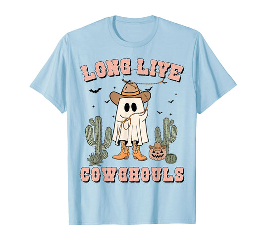 Funny Long Live Cowghouls Cowboy Ghost Men Toddler Halloween T-Shirt
