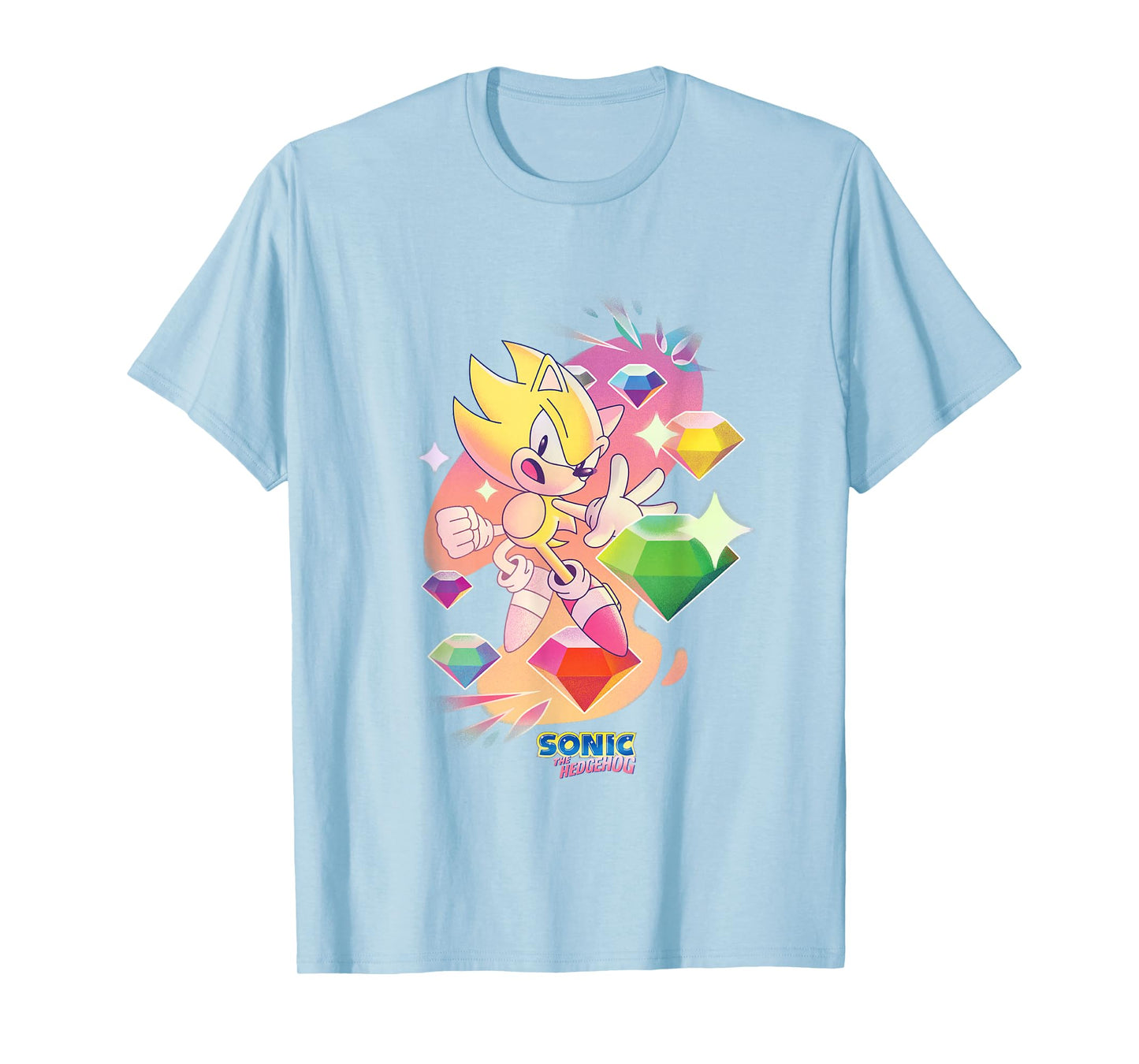 Sonic The Hedgehog Super Sonic Chaos Emeralds Vintage T-Shirt