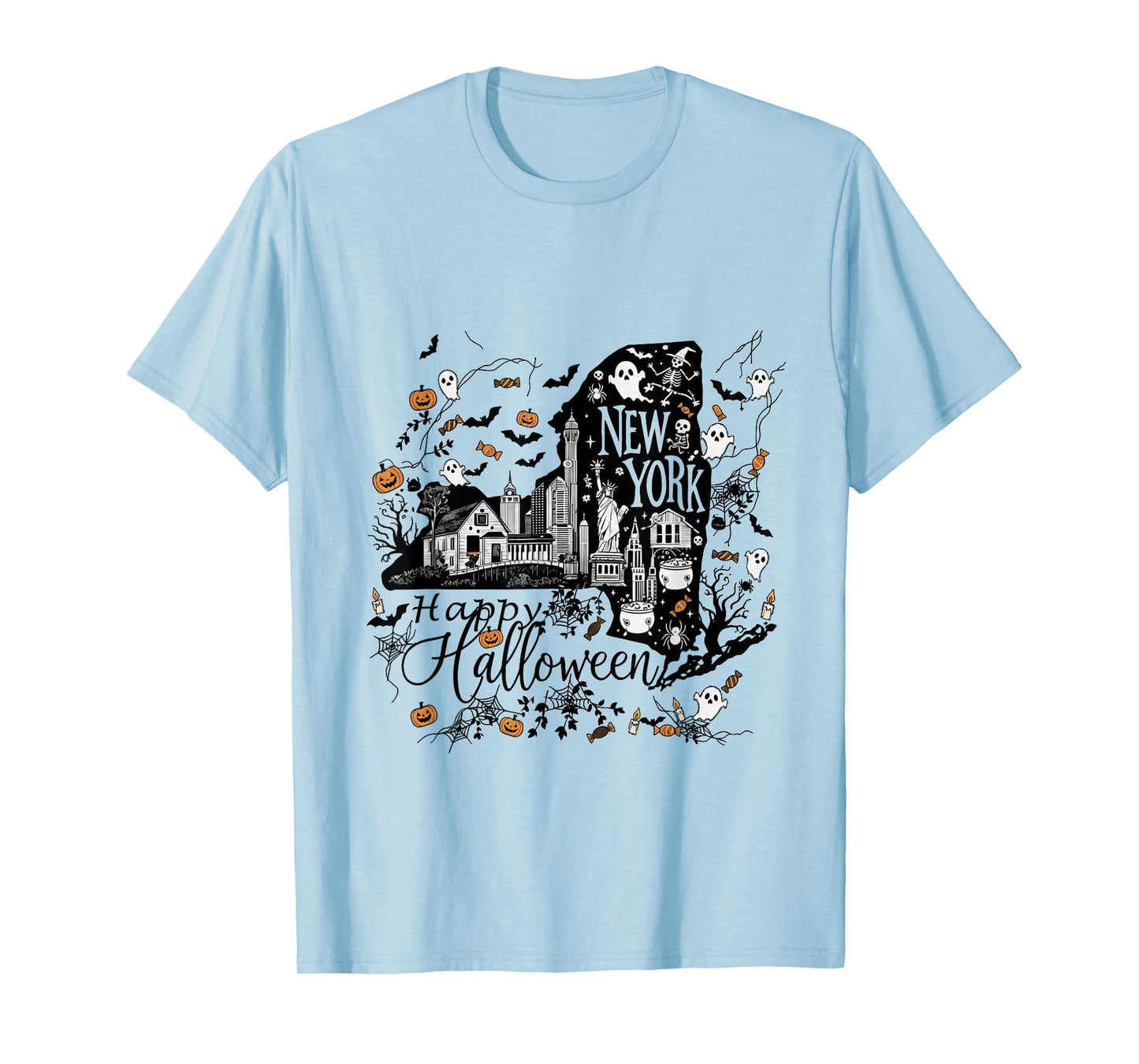 Happy Halloween, Scary New York Skyline Haunted Funny T-Shirt