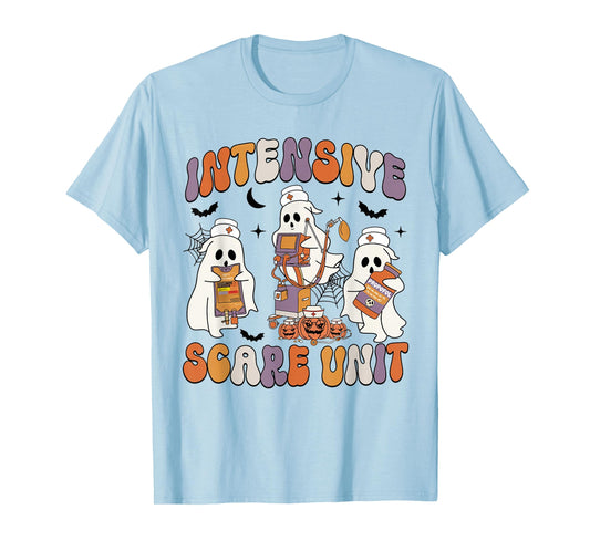 Retro Intensive Care Unit Nurse Halloween ICU Nurse Ghosts T-Shirt