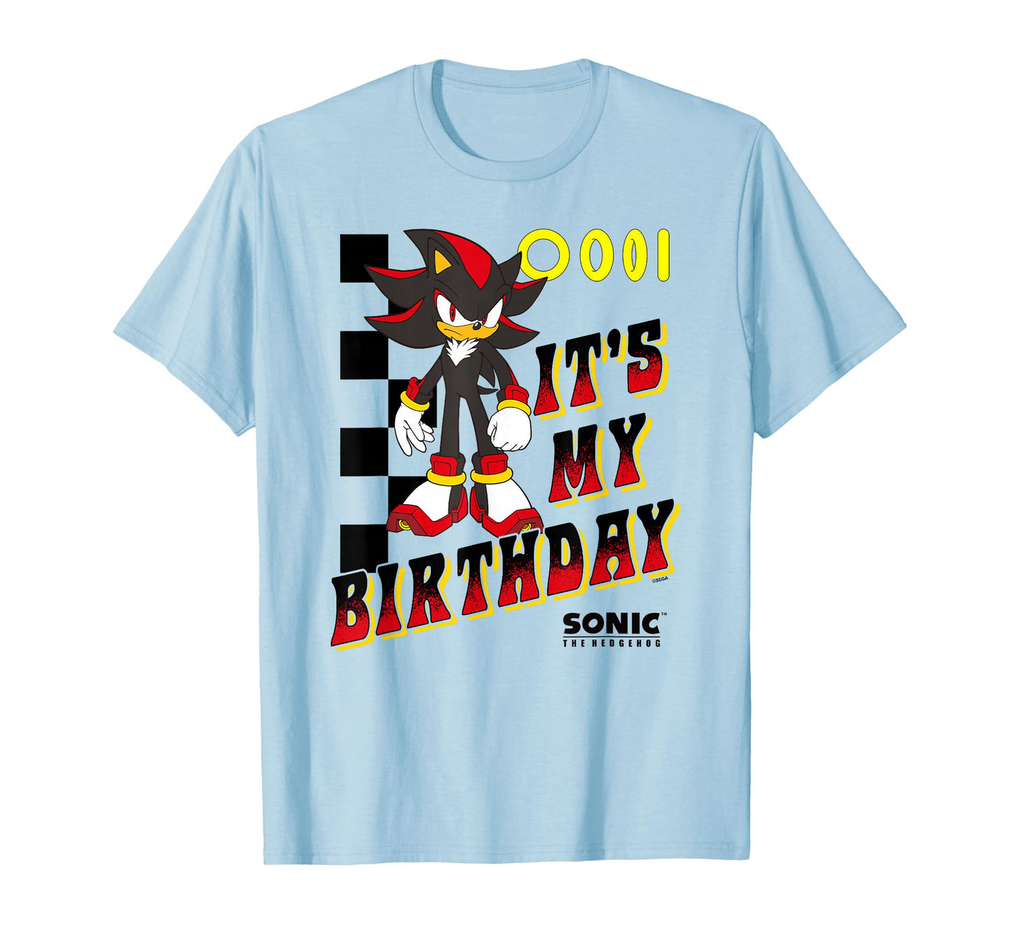 Sonic The Hedgehog Shadow It's My Birthday Big Chest Logo T-Shirt