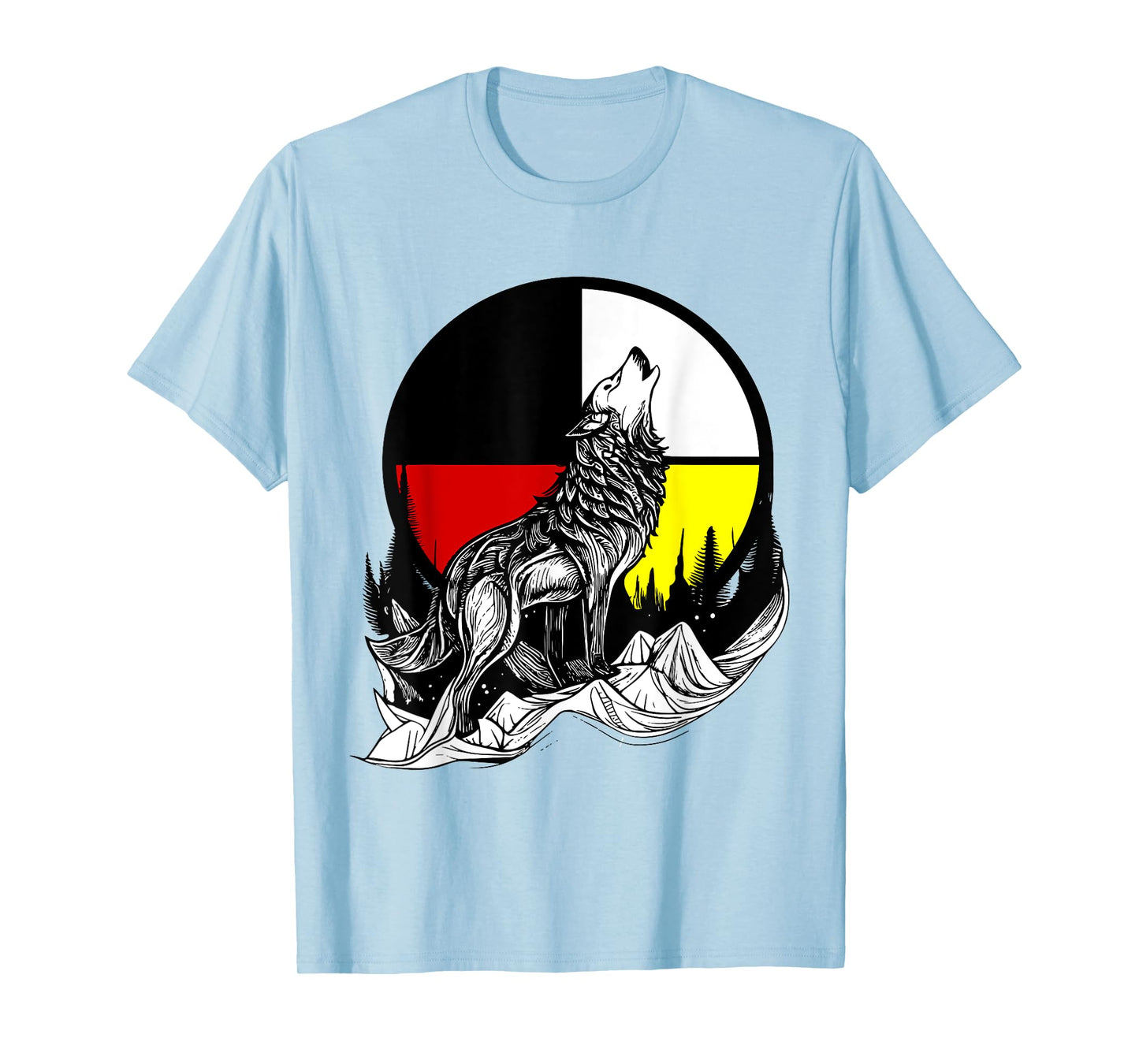 Wolf Native American Medicine Wheel T-Shirt