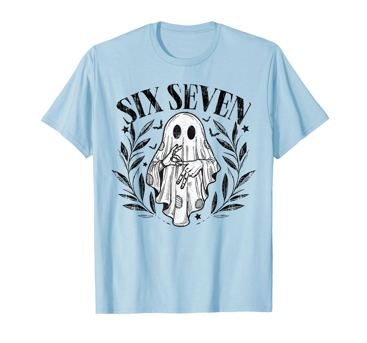 Six Seven 6 7 Meme Gen Alpha Halloween Ghost Hands Sign T-Shirt
