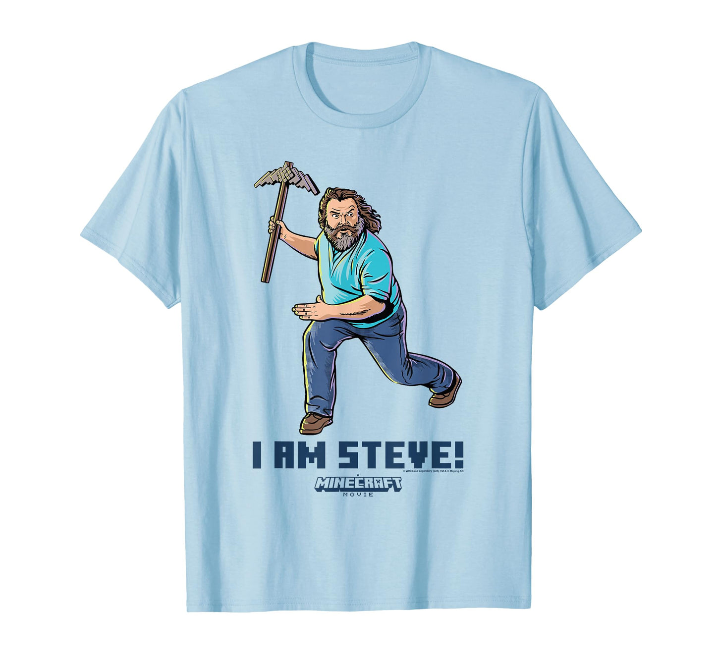 A Minecraft Movie I Am Steve Wielding Stone Pickaxe T-Shirt