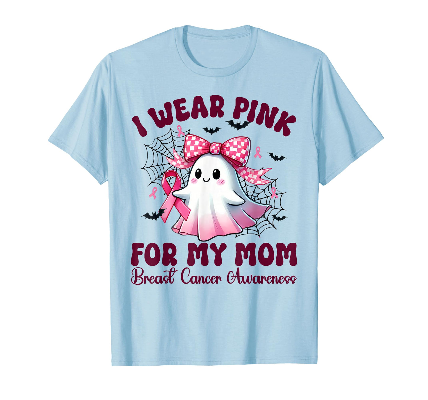 I Wear Pink for my Mom Breast Cancer Awareness halloween mom T-Shirt