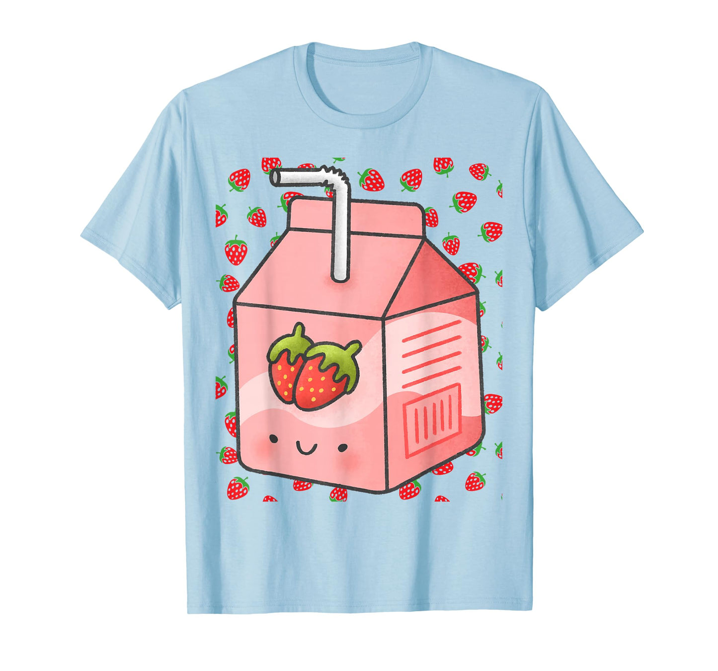 Mens Womens Japanese Pink Strawberry Milk Kawaii 90s Retro T-Shirt