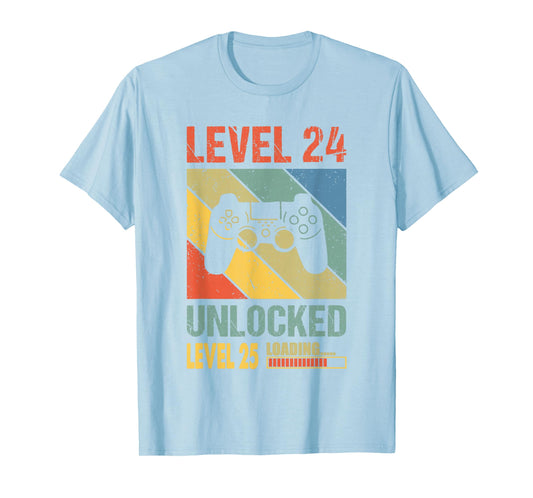 24th Birthday Gamer Girl Level 24 Unlocked Level 25 Loading T-Shirt