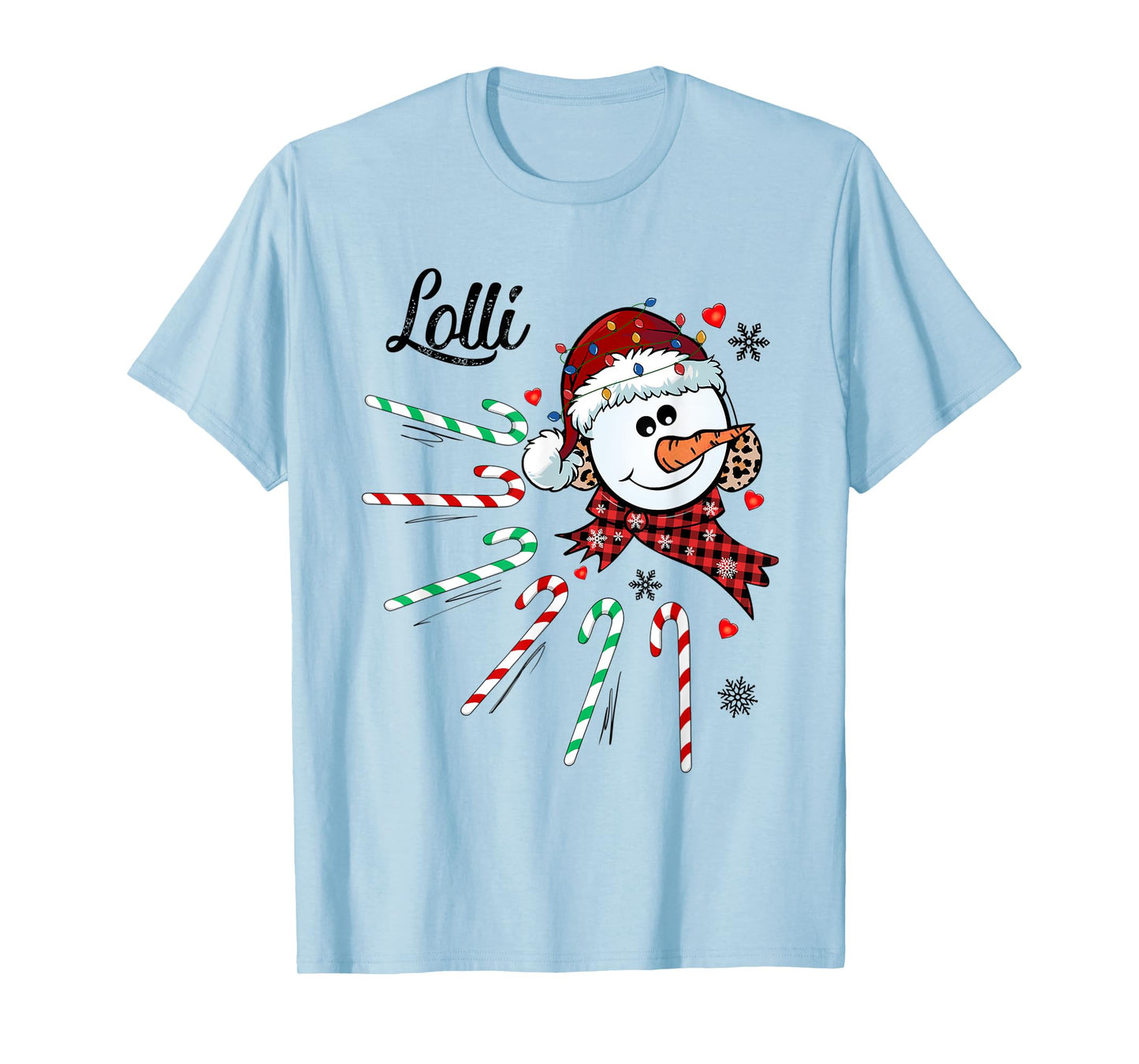 Lolli Snowman Candy Cane Christmas Xmas Funny T-Shirt