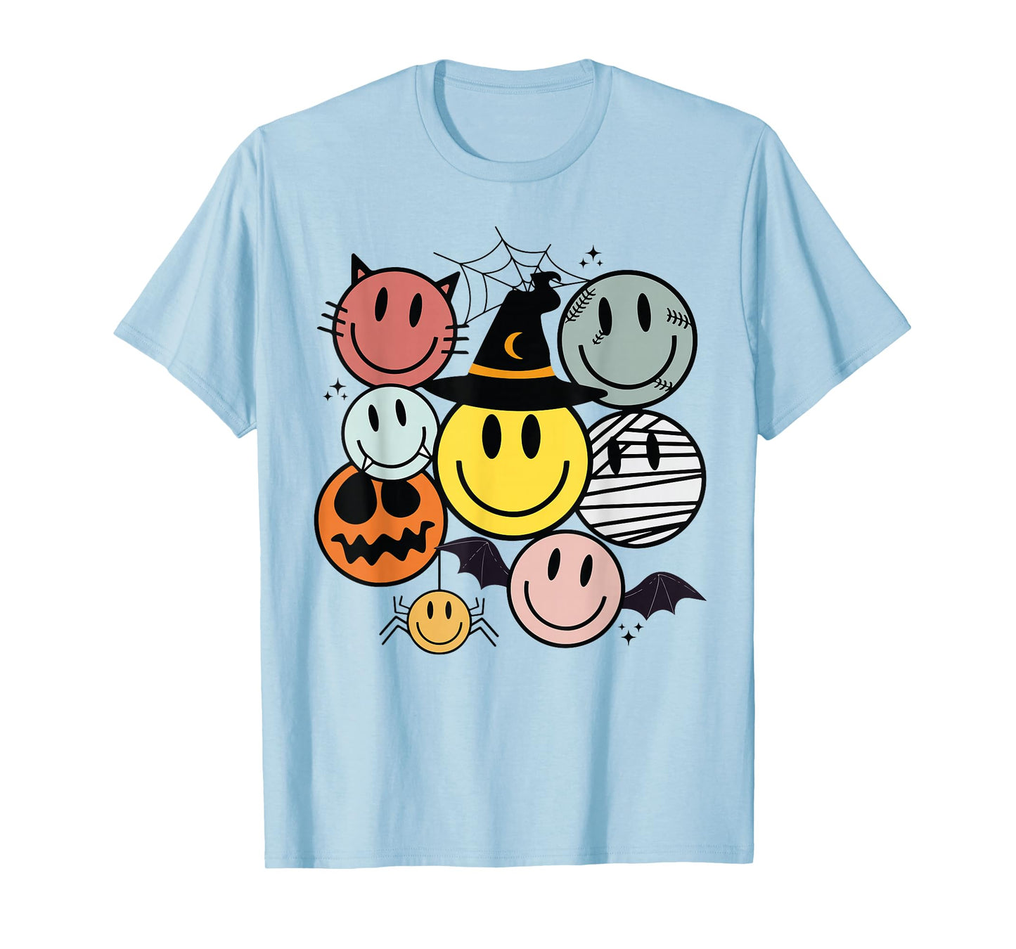 Funny Halloween Smile Face Retro Spooky Men Women Boy Girl T-Shirt