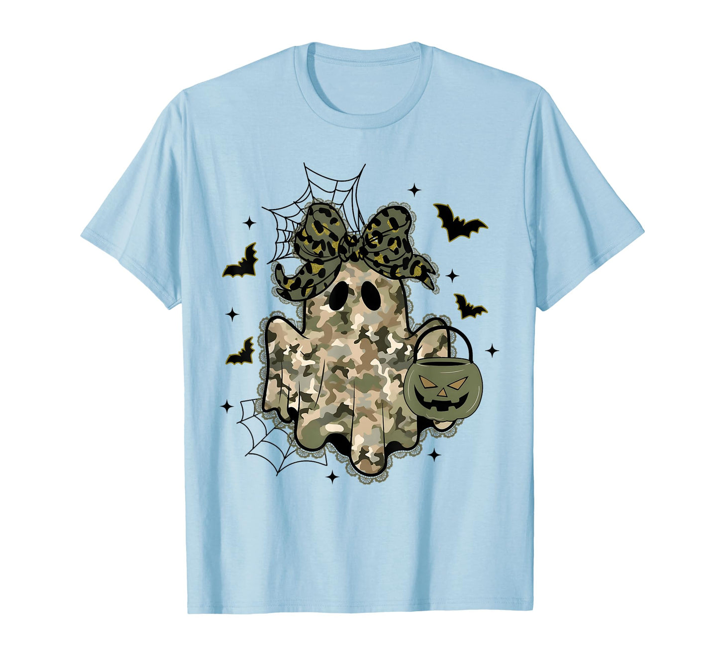 Lace Ghost Coquette Bow Camo Halloween Girly Women Girls T-Shirt
