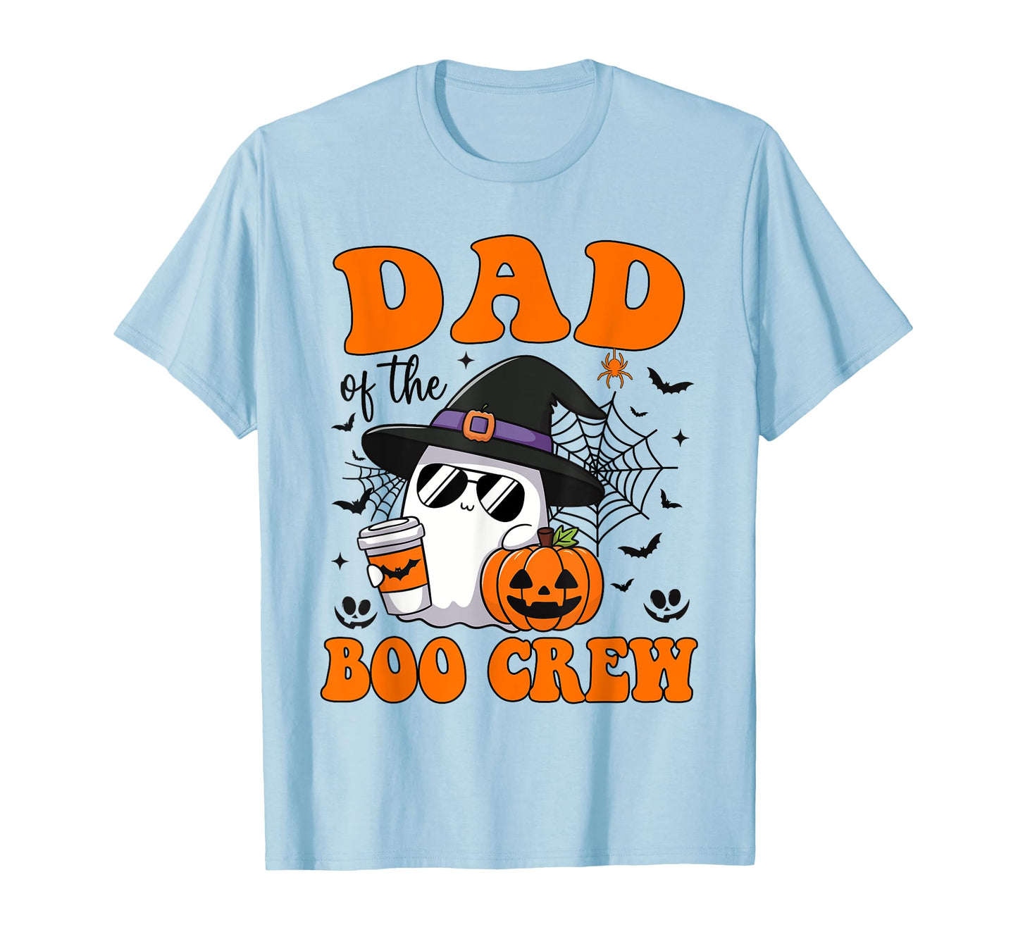 Dad Boo Crew Groovy Ghost Matching Family Halloween T-Shirt