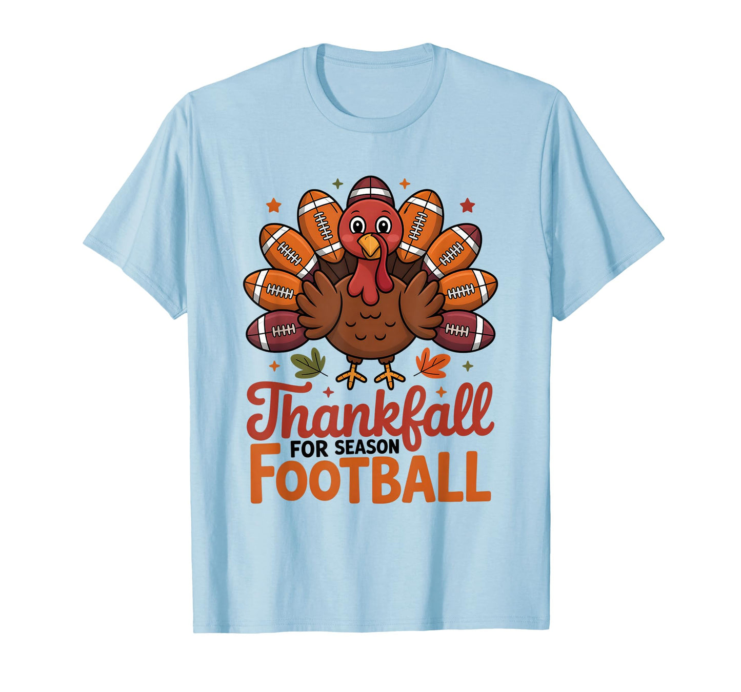 Thankful Football Turkey Thanksgiving Fall Boys Men Women T-Shirt