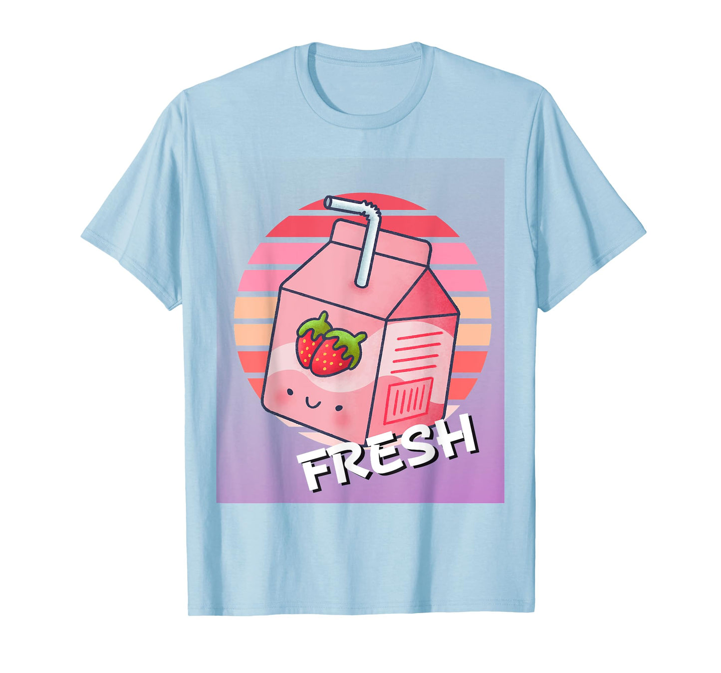 Mens Womens Japanese Pink Strawberry Milk Kawaii 90s Retro T-Shirt