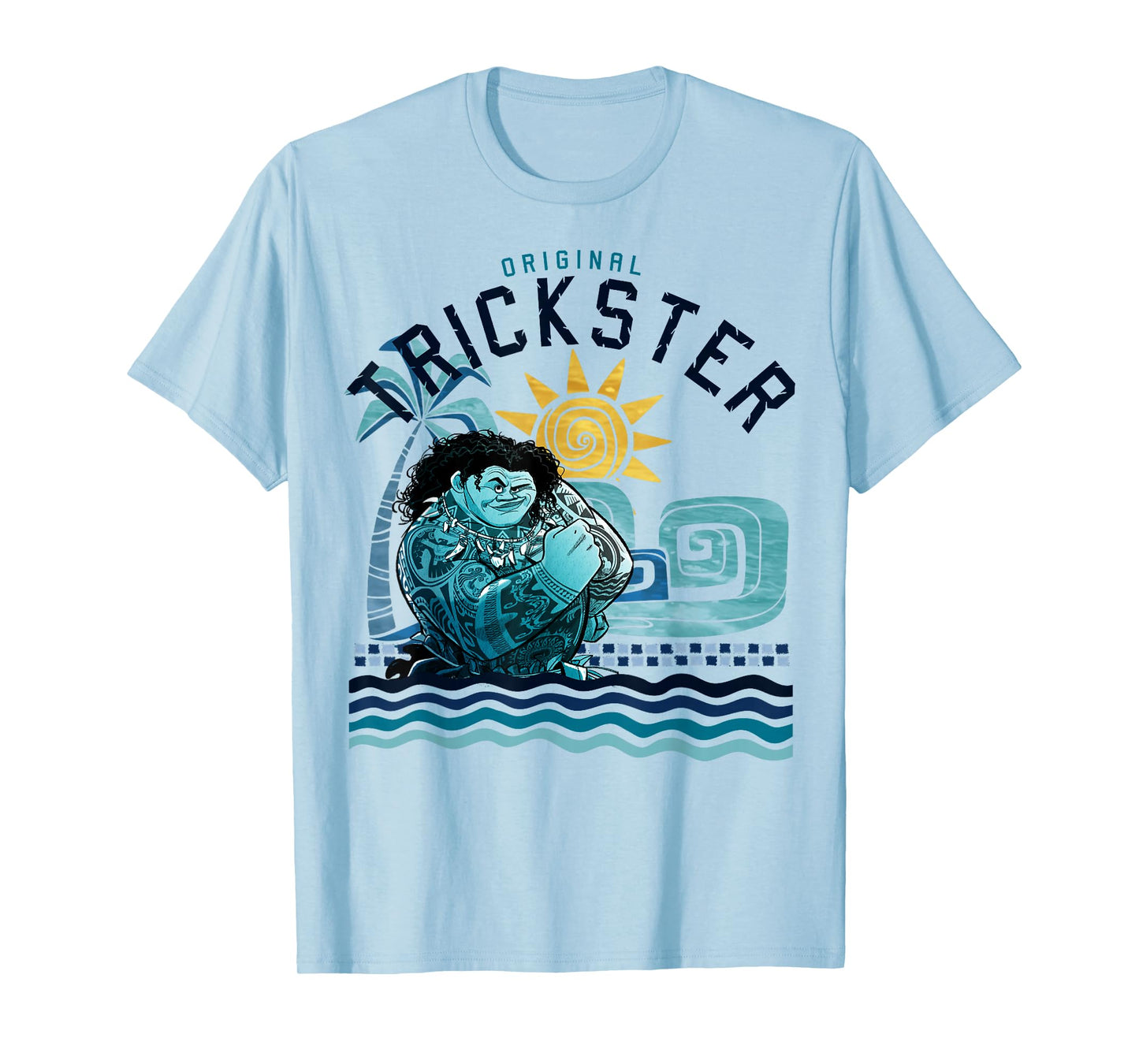 Disney Moana Maui Original Trickster Blue Gradient Portrait T-Shirt Small