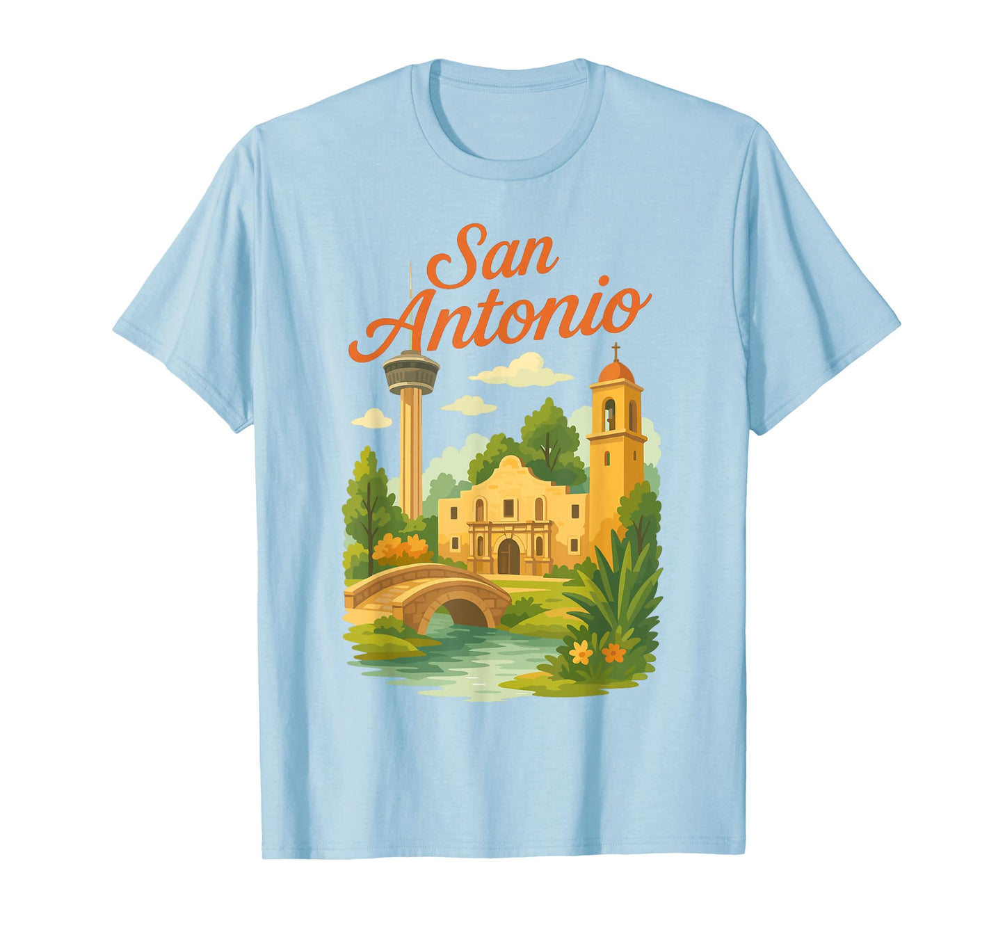 San Antonio Scenic Texas Landmark Graphic T-Shirt